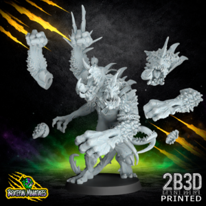 Chaos Troll with Horn and Ball variation, 32mm high-detail resin miniature by BruteFun Miniatures, printed by 2B3D.