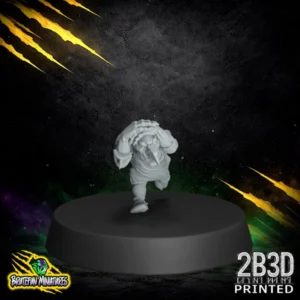 A 32mm scale high-detail resin goblin miniature for fantasy football, posed with hands clutching its head in a panicked or concentrated expression, printed by 2B3D.