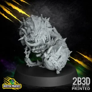 A pair of 32mm scale high-detail resin Fungitz Mauler Beasts, featuring spiked armor and heavy chains, sculpted by BruteFun Miniatures and printed by 2B3D.