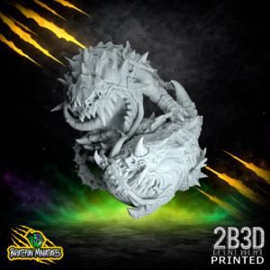 A pair of 32mm scale high-detail resin Fungitz Mauler Beasts, featuring spiked armor and heavy chains, sculpted by BruteFun Miniatures and printed by 2B3D.