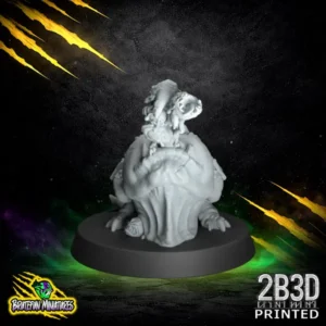 A 32mm scale high-detail resin Fungitz Spit Beast miniature, featuring a large fungal creature with an open maw ready to launch a projectile, sculpted by BruteFun Miniatures and printed by 2B3D.