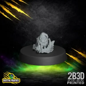 A 32mm high-detail resin 3D token depicting a hooded goblin head with sharp teeth and a tattered cap, designed by BruteFun Miniatures.