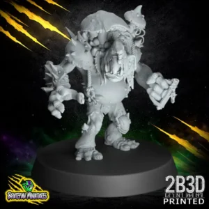 A large 32mm scale high-detail resin Fungitz Troll miniature for fantasy football, featuring fungal growths and heavy armor, sculpted by BruteFun Miniatures and printed by 2B3D.