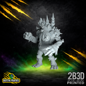 A massive 32mm scale high-detail resin Fungitz Troll 02 miniature for fantasy football, featuring a dynamic leaning pose with fungal growths and optional armor, sculpted by BruteFun Miniatures and printed by 2B3D.