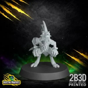 A high-detail 32mm resin Skink 06 miniature by BruteFun Miniatures, professionally printed by 2B3D. The agile reptilian athlete is shown in a dynamic sprinting pose with intricate scale textures and small armor plates.