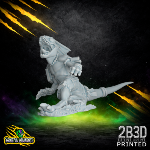 A 32mm high-detail resin Skink 07 miniature without feathers or a ball. Professionally printed by 2B3D and designed by BruteFun Miniatures, highlighting sleek reptilian anatomy and an aggressive sprinting stance.