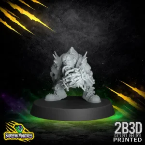 A 32mm high-detail resin Ghoul miniature in a low, crouched stance, featuring spiked shoulder armor and heavy gauntlets, sculpted by BruteFun Miniatures and printed by 2B3D for fantasy football.