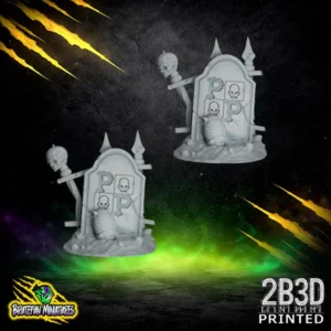 A resin game marker featuring two skeletal hands reaching upward, sculpted by BruteFun Miniatures and printed by 2B3D for fantasy football.