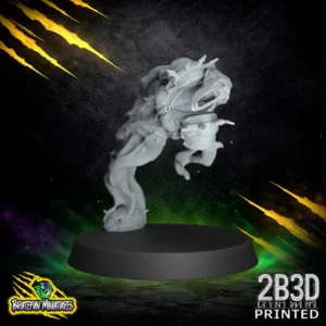 A 32mm high-detail resin Wraith miniature for fantasy football in a dynamic lunging pose, featuring flowing tattered robes and skeletal hands, sculpted by BruteFun Miniatures and printed by 2B3D.