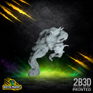 A 32mm high-detail resin Wraith miniature for fantasy football shown from a side profile, emphasizing the dynamic flow of its ethereal robes, printed by 2B3D.