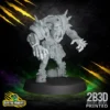 A 32mm high-detail resin Zombie miniature for fantasy football, featuring a shambling pose with exposed muscle, tattered clothing, and spiked shoulder armor, sculpted by BruteFun Miniatures and printed by 2B3D.