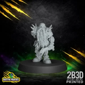 A 32mm high-detail resin Zombie miniature for fantasy football, featuring an aggressive forward-leaning pose with a missing eye and spiked shoulder armor, sculpted by BruteFun Miniatures and printed by 2B3D.