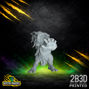 32mm scale resin Savage Orc Goblin 05 miniature by BruteFun Miniatures, professionally printed by 2B3D. The goblin features an aggressive charging pose with a primitive stone dagger and bone trophies.