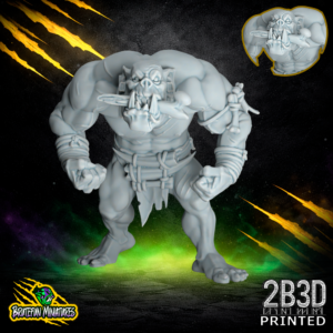 High-detail 32mm resin Savage Orc Lineman 04 miniature by BruteFun Miniatures, No Drool variation. The sculpt features a clean, aggressive orc face and muscular tribal anatomy, printed by 2B3D.