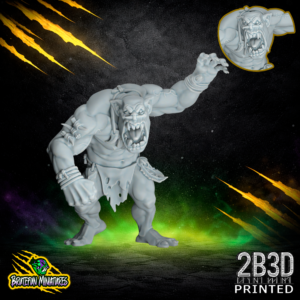 High-detail 32mm resin Savage Orc Lineman 05 miniature by BruteFun Miniatures, No Drool variation. The sculpt features a clean, snarling orc face and muscular tribal anatomy, printed by 2B3D.