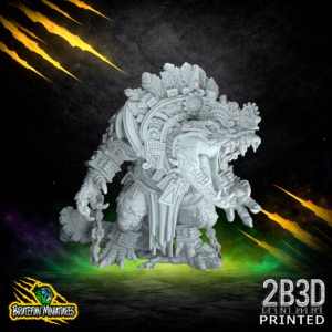 A 32mm scale high-detail resin miniature of a Kroxigor Star Player, sculpted by BruteFun Miniatures and printed by 2B3D, featuring a massive reptilian frame and protective sports padding.