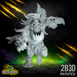 32mm scale resin miniature of the Orc Blitzer Star Player featuring the No Big Jay and No Tusks variation, sculpted by BruteFun and printed by 2B3D.