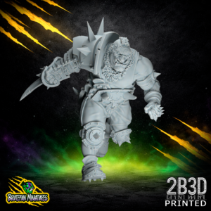 32mm scale resin miniature of the Ogere Star Player with No Ball, sculpted by BruteFun and printed by 2B3D, highlighting his clenched fist and aggressive stance.