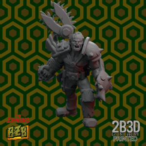 3D printed Ork Torrance Armored miniature with back weapon, no base.