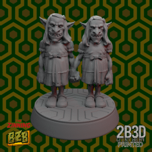 3D printed The Twins miniature on scenic base from The Zhining Collection.