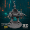 Animated 360° turntable view of the Bad Robot miniature with goblin pilots and rocket details.