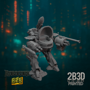 3D printed Bad Robot miniature without base or goblin crew.