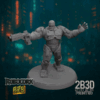 Animated 360° turntable view of the RobocOrk miniature with raised pistol and mechanical armor.