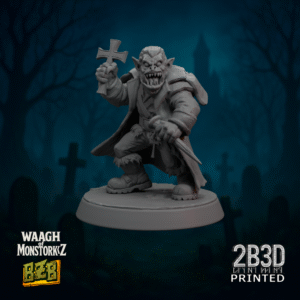 3D printed GobHelsing miniature on scenic base.