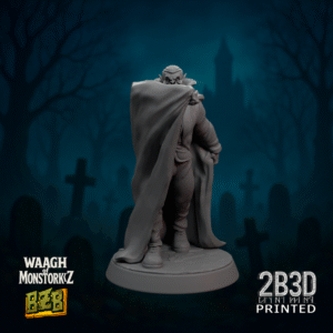 3D printed Orkula miniature on scenic base with gothic flair.