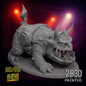 3D printed Zkiggoth miniature alone on scenic base, without platform or band.