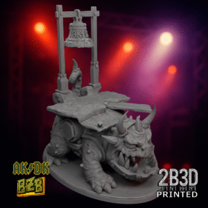 3D printed Zkiggoth miniature with mounted platform and scenic base.