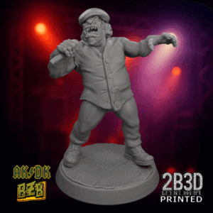 Animated 360° turntable view of Brianz miniature, ork frontman roaring into a microphone.