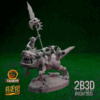 Animated 360° turntable view of the Boss Squigoraptor miniature with goblin riders and orky details.