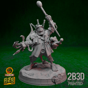 3D printed Hammork 40K and baby raptor miniature on scenic base.