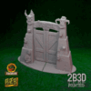 Animated 360° turntable view of the Jurazzik Ork Gates miniature terrain piece with massive doors.