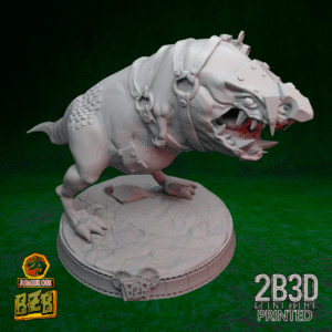 3D printed Lazy Squigoraptor miniature alone on base, no platform or goblin, showcasing the beast only.