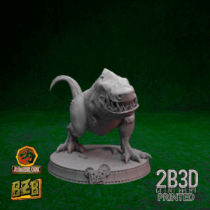 Animated 360° turntable view of the Squigosaurus Scene miniature featuring the massive Rex with open and closed head options.