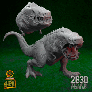 3D printed Squigosaurus Scene miniature with both open and closed mouth head options, no base version.