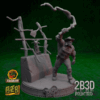 Animated 360° turntable view of the Torch Scene miniature featuring an ork with a torch facing a roaring Squigosaurus.