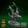 Animated 360° turntable view of the Zkinny Squigoraptor miniature with goblin riders and platform.