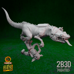 3D printed Zkinny Squigoraptor miniature alone, no base or platform.