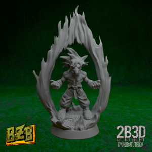 3D printed Gorku the Goblin miniature on scenic base with energy effects.