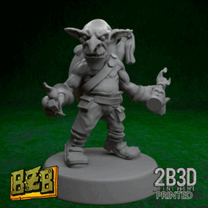 Animated 360° turntable view of Goblin Molotov miniature holding Molotov cocktail and lighter.