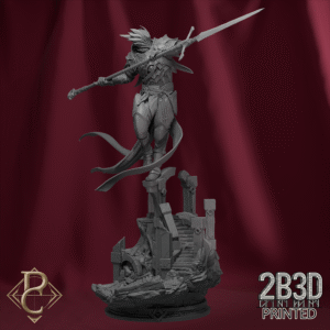 3D render of large-scale Radian Ascended without wings on scenic base, designed by Parasite Collectibles and printed by 2B3D Printed.