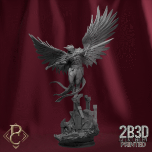 3D render of large-scale Radian Ascended with wings on scenic base, designed by Parasite Collectibles and printed by 2B3D Printed.