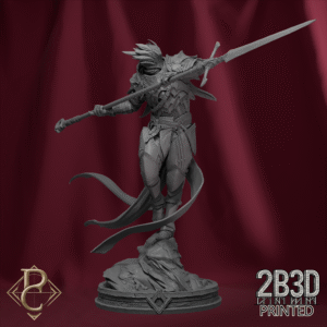3D render of Radian Ascended miniature without wings, mounted on base, designed by Parasite Collectibles and printed by 2B3D Printed.