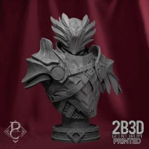 Animated 360° turntable of Radian Ascended bust with display base, designed by Parasite Collectibles and printed by 2B3D Printed.