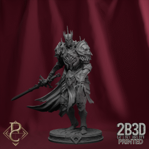 3D render of Vhalog Undying King mounted on a basic base, designed by Parasite Collectibles and printed by 2B3D Printed.