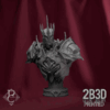 Animated 360° turntable of Vhalog Undying King bust with base, designed by Parasite Collectibles and printed by 2B3D Printed.