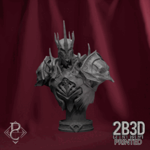 Animated 360° turntable of Vhalog Undying King bust with base, designed by Parasite Collectibles and printed by 2B3D Printed.